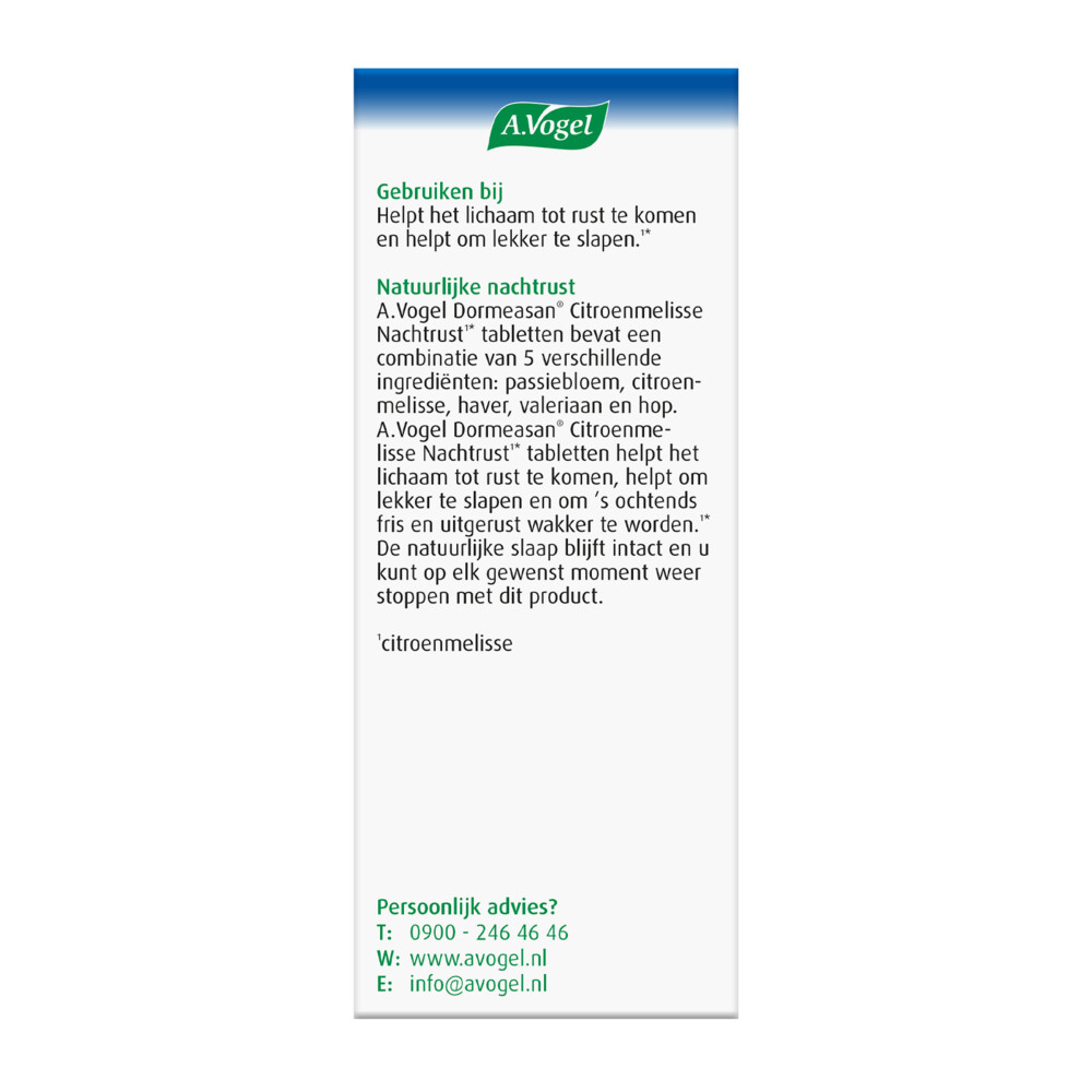 A.Vogel Dormeasan Nachtrust Citroenmelisse60 tabletten