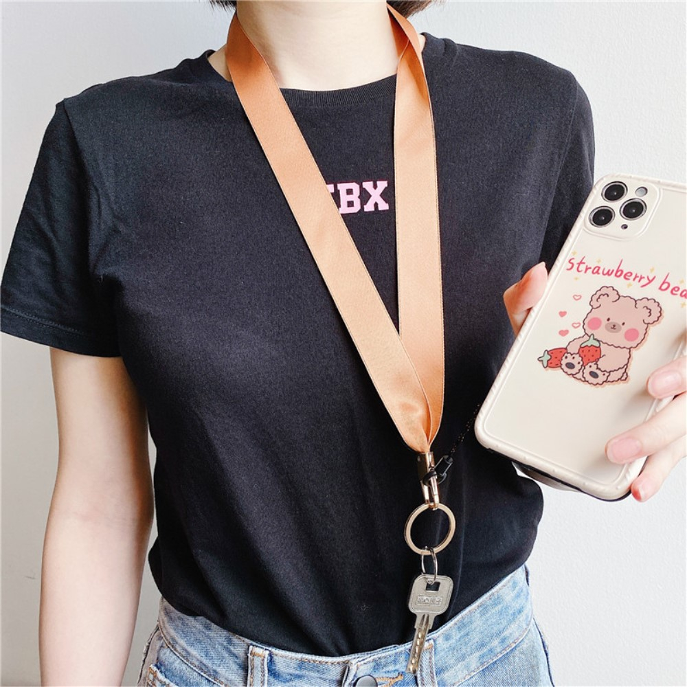 (85cm) Universal Seidenband Necklace Handykette Schlüsselband Umhängeband für Handy Hülle   Phone Strap - Rosa