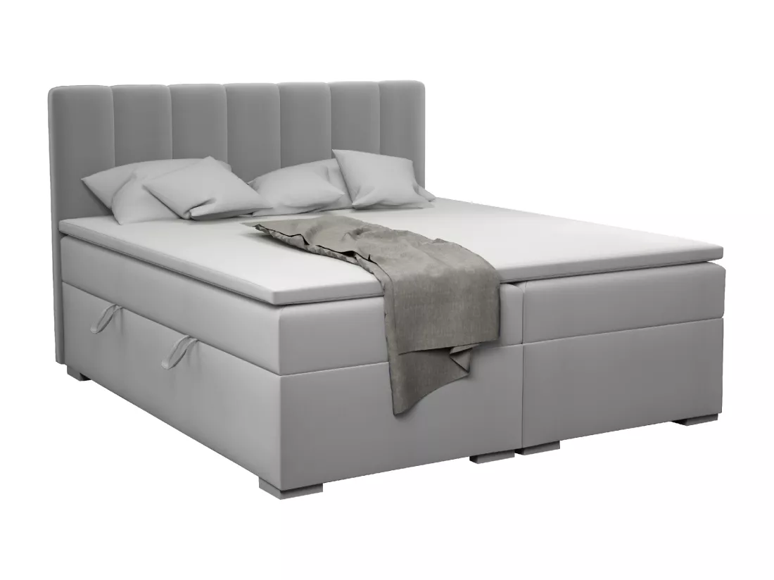 LIT BOXSPRING avec surmatelas Monaco 180x200 cm, gris clair (Jasmine 90)