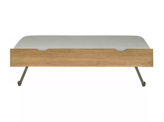 Sommier gigogne avec façade 2 mains 80x190 cm bois massif noisette MAKURIA