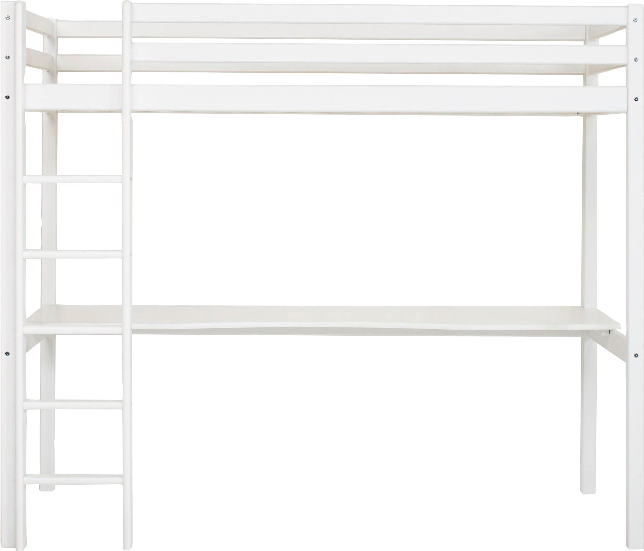 Hoppekids Hochbett »Hochbett 90x200cm mit Schreibtisch, umbaubar zu Einzelbett« FSC® zert. Massivholz, Hochbett ohne Schreibtisch nutzbar
