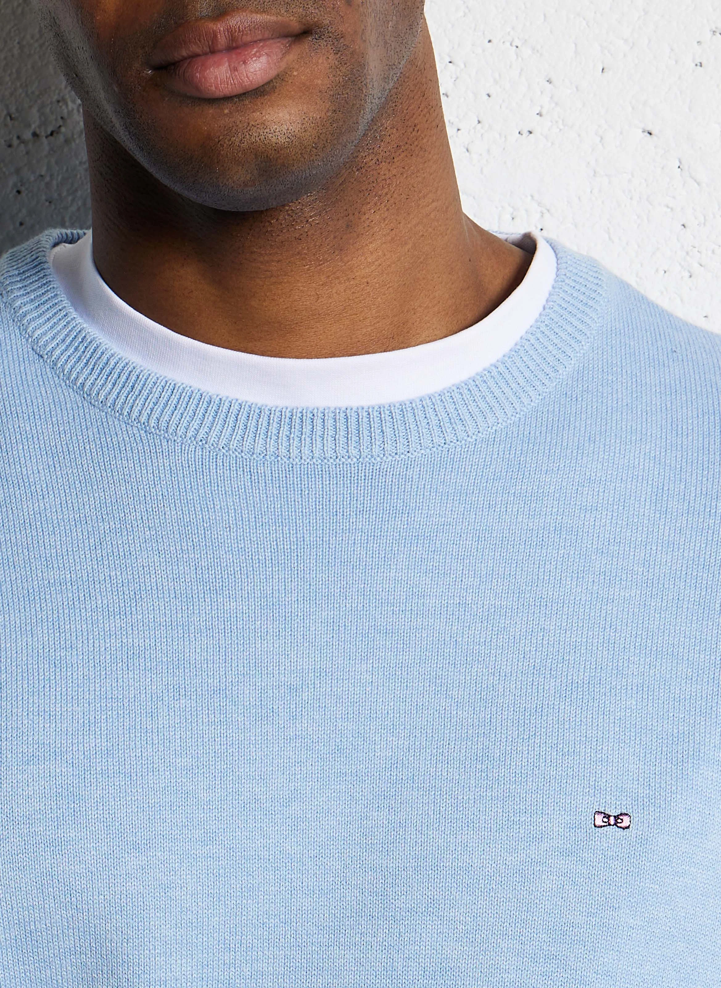 Pull droit en laine mélangée | Bleu