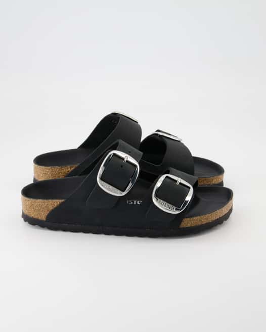 Birkenstock Arizona Big Buckle Leder geölt Pantoletten in Schwarz
