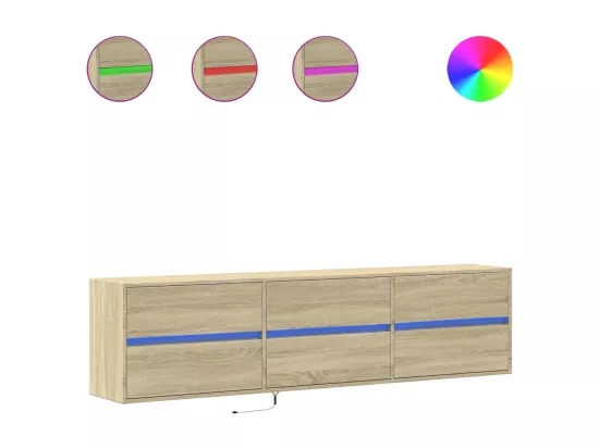 Meuble TV mural avec LED chêne sonoma 180x31x45 cm