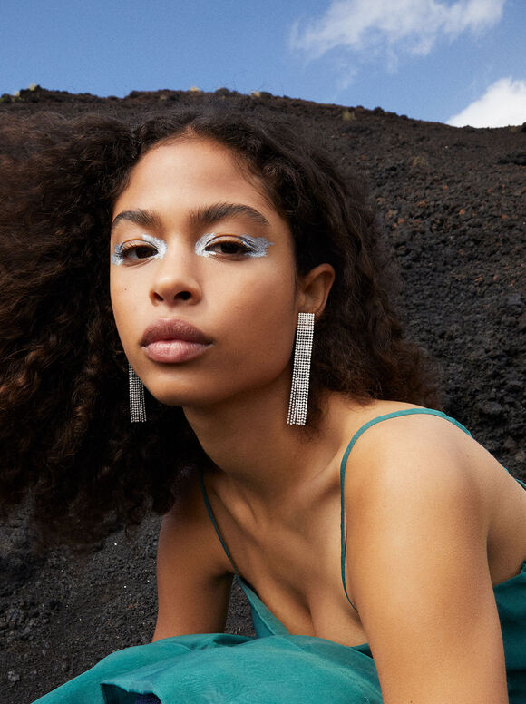 Pendientes Con Cristales - Negro