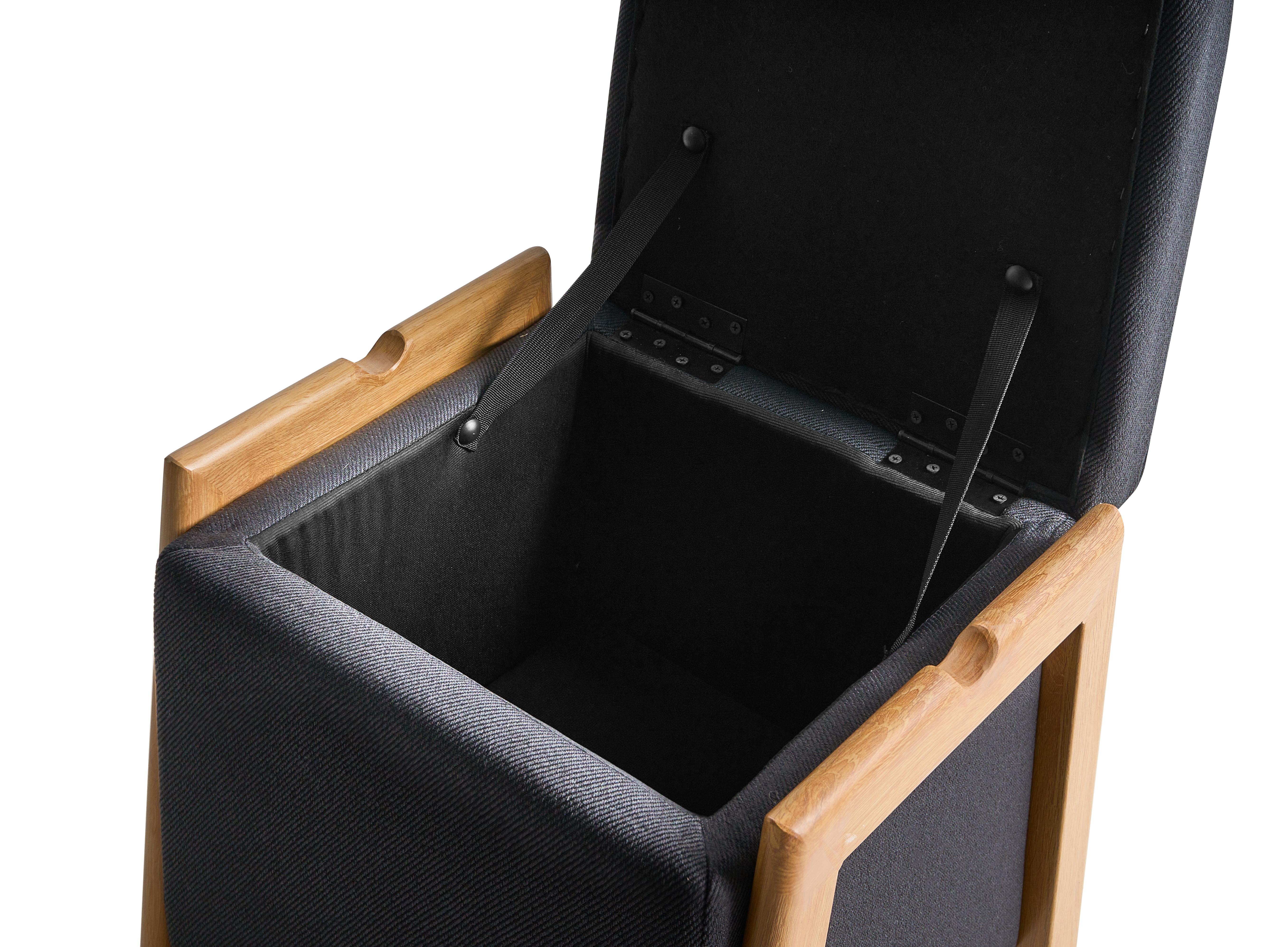 Poef met opbergruimte EDLAND Stof 45 cm 43 cm Zwart