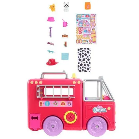 Barbie Chelsea Puppe (blond) mit Feuerwehr Auto, Set inkl. Zubehör