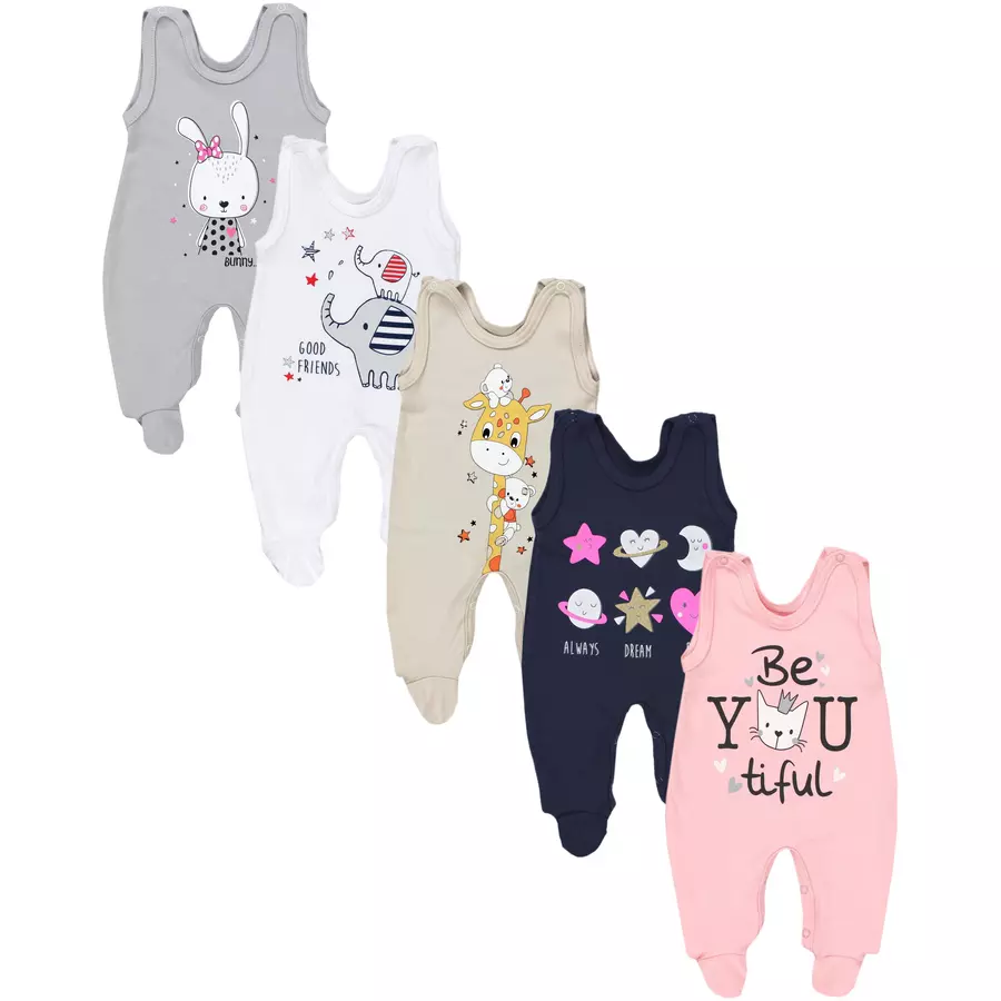 TupTam Baby Strampler mit Aufdruck Spruch 5er Pack weißbeige