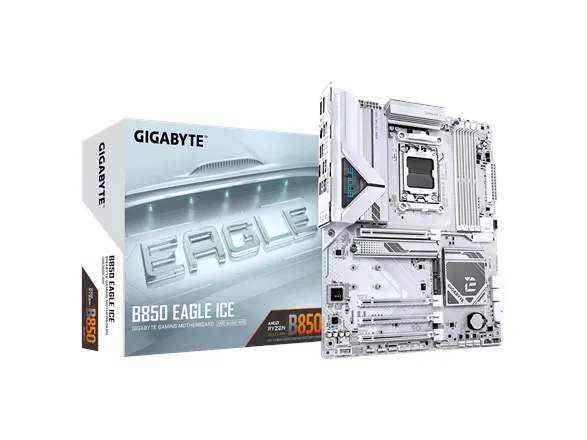 GIGABYTE B850 EAGLE ICE, AMD, Sokkel AM5, AMD Ryzen 7000 Series, AMD Ryzen 8000 Series, AMD Ryzen 9000 Series, Sokkel AM5, DDR5-SDRAM, 256 GB