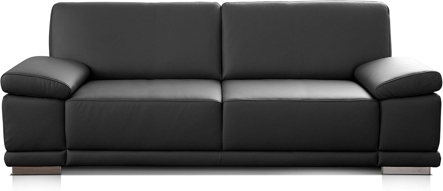 CAVADORE 2,5-Sitzer Sofa Corianne in Kunstleder / Kleines Leder-Sofa in hochwertigem Kunstleder und modernem Design / Mit verstellbaren Armlehnen / 191 x 80 x 99 / Kunstleder schwarz