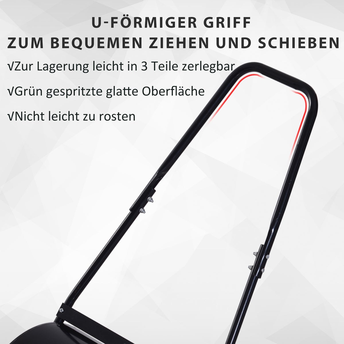 Outsunny gazonrol met U-greep, tuinrol, 40 cm diameter, 60 L water/zandvulling, 57 x 40 x 123 cm, metaal, zwart