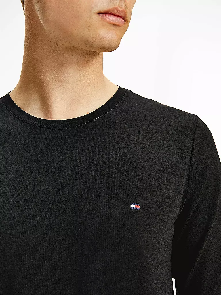 TOMMY HILFIGER Langarmshirt Slim Fit schwarz