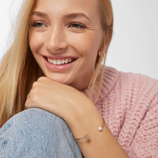 Pulseira Sweet Dolls com banho de ouro rosa 18k sobre prata e pérola cultivada.