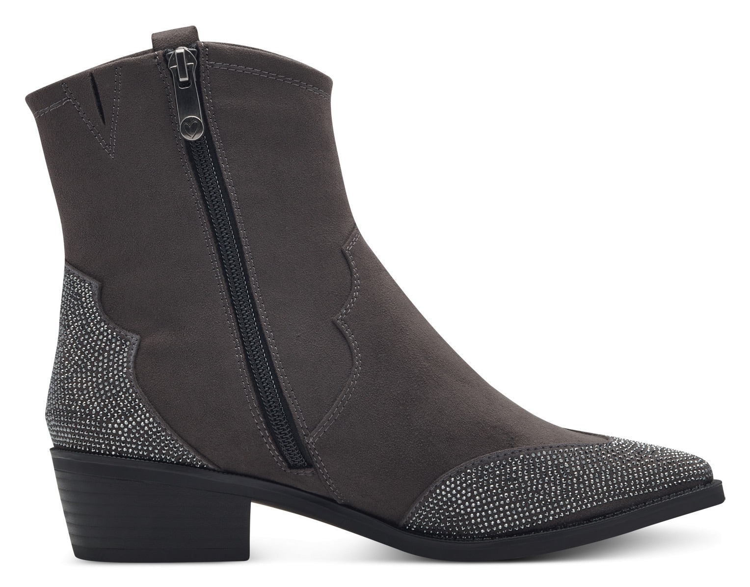 MARCO TOZZI Westernstiefelette  , Blockabsatz, Cowboy Stiefelette, Boots, funkelnde Glitzersteinchen