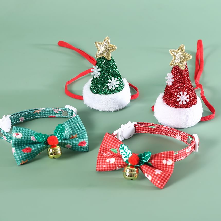 2night - Kerststrik huisdierhalsband / hoed / set (verschillende ontwerpen)