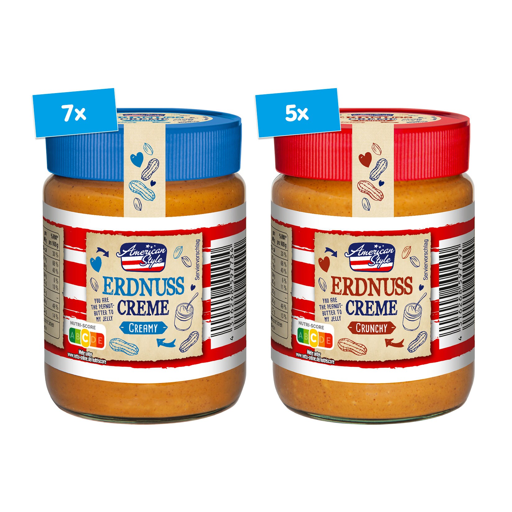 American Style Erdnusscreme 350 g, verschiedene Sorten, 12er Pack