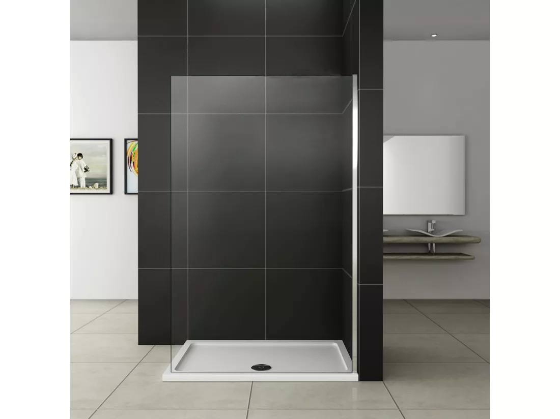 Paroi de douche à l'italienne 100x200cm en 8mm verre trempé anticalcaire, sans barre de fixation