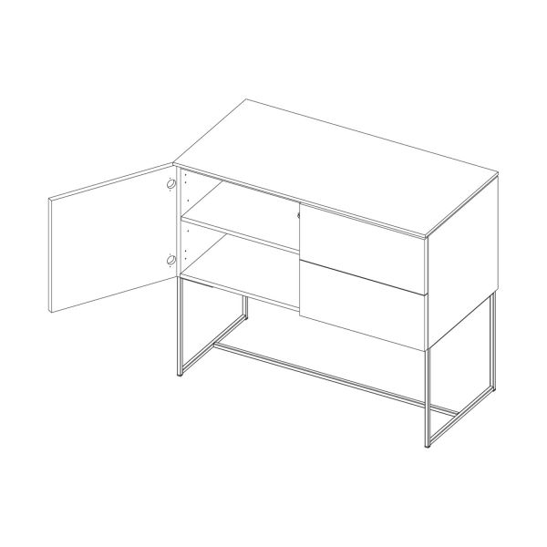 Kidsmill Modular 2 Commode 1D / 2L Mat Wit - Zwart - Mat Wit