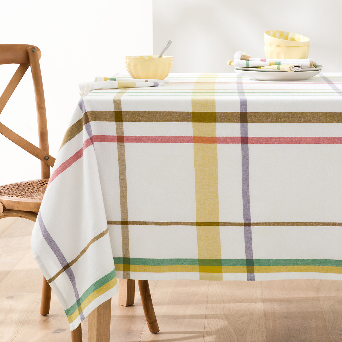 LA REDOUTE INTERIEURS<br>Toalha de mesa com xadrez tecido tingido, algodão lavado, Breda