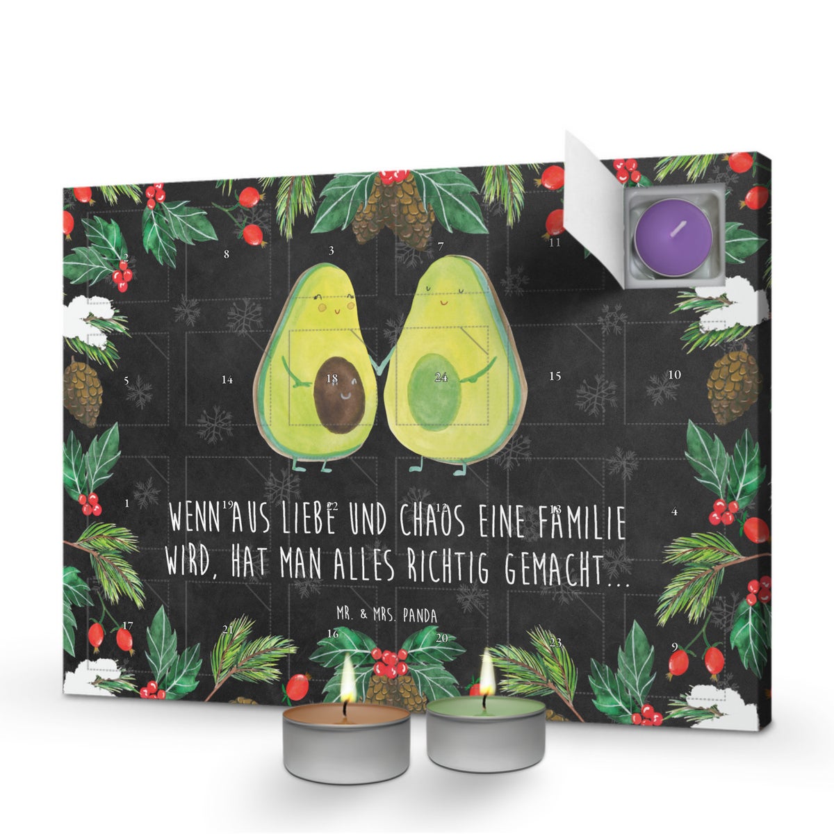 Mr. & Mrs. Panda Geurkaars Adventskalender Avocadopaar - Zwart