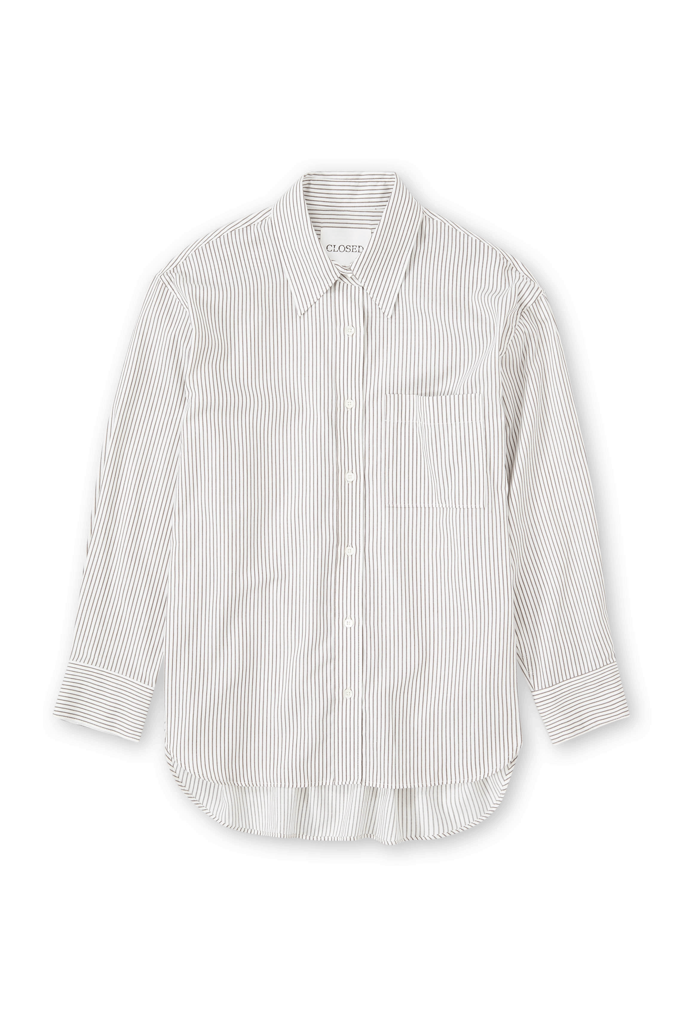 Chemise col classique en coton et en laine mélangée | Beige