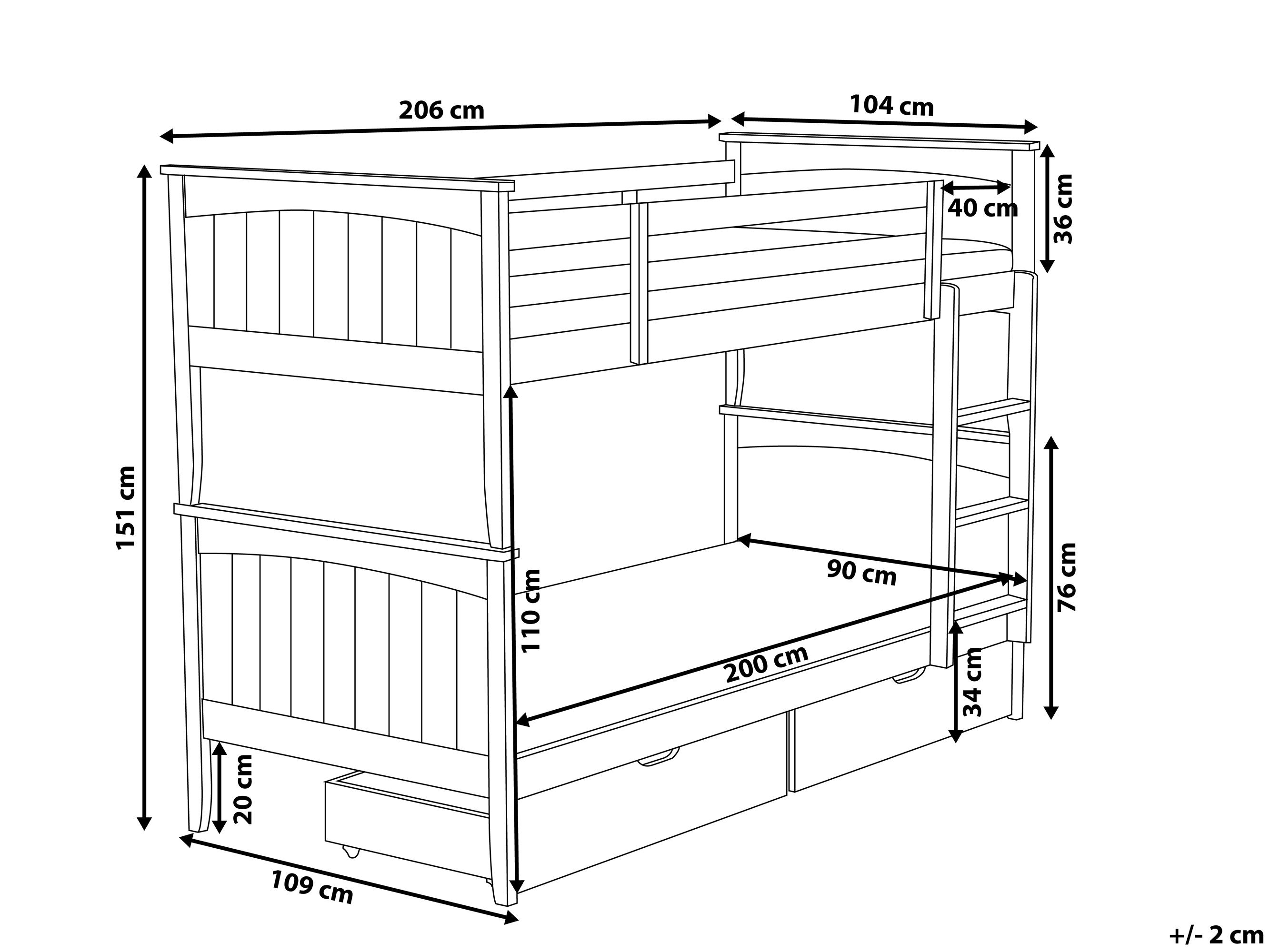 Hoogslaper Dennenhout ALBON 90 x 200 cm Lichtbruin