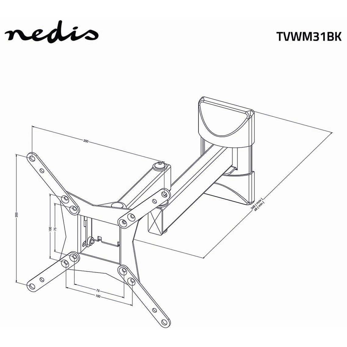 Nedis TVWM31BK wandsteun voor flatscreen 10 tot 32” draai- kantelbaar 30kg