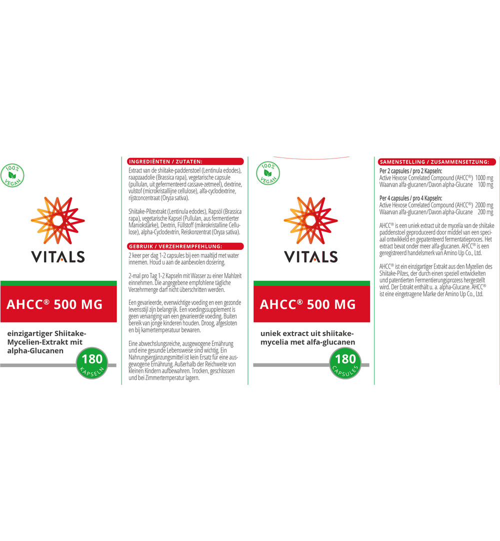 Vitals AHCC 500 mg (180 capsules)