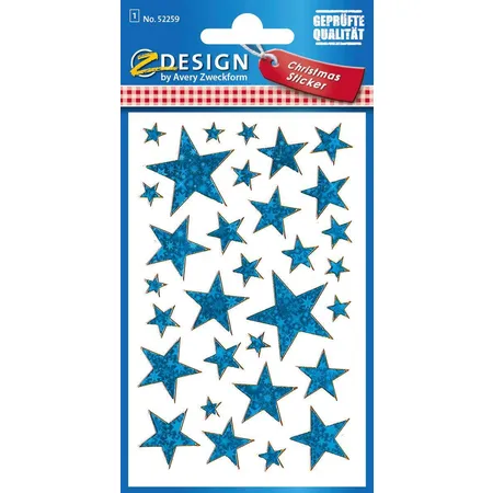 Avery Zweckform Z-Design 52259 Weihnachtssticker, Sterne, 1 Bogen/38 Sticker