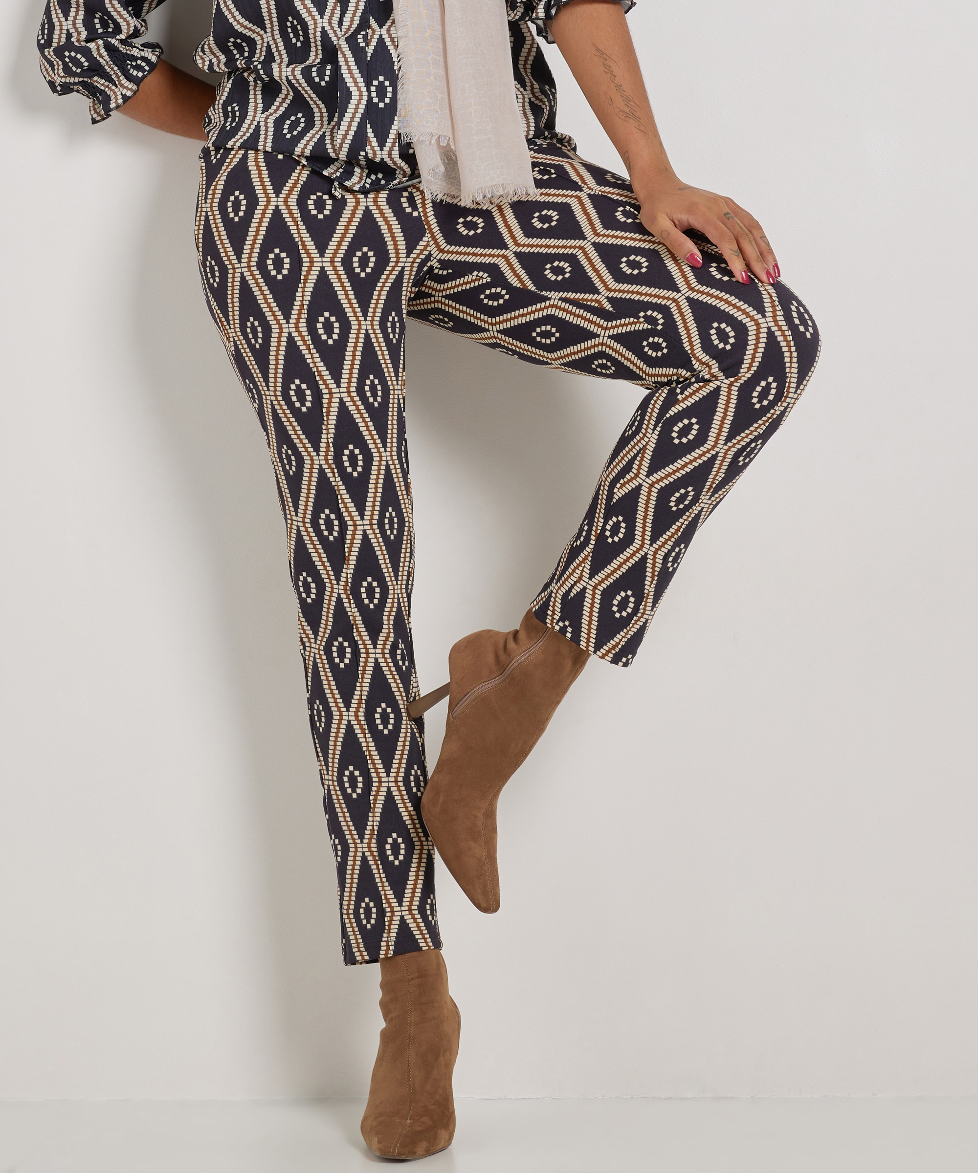 slim fit broek met print