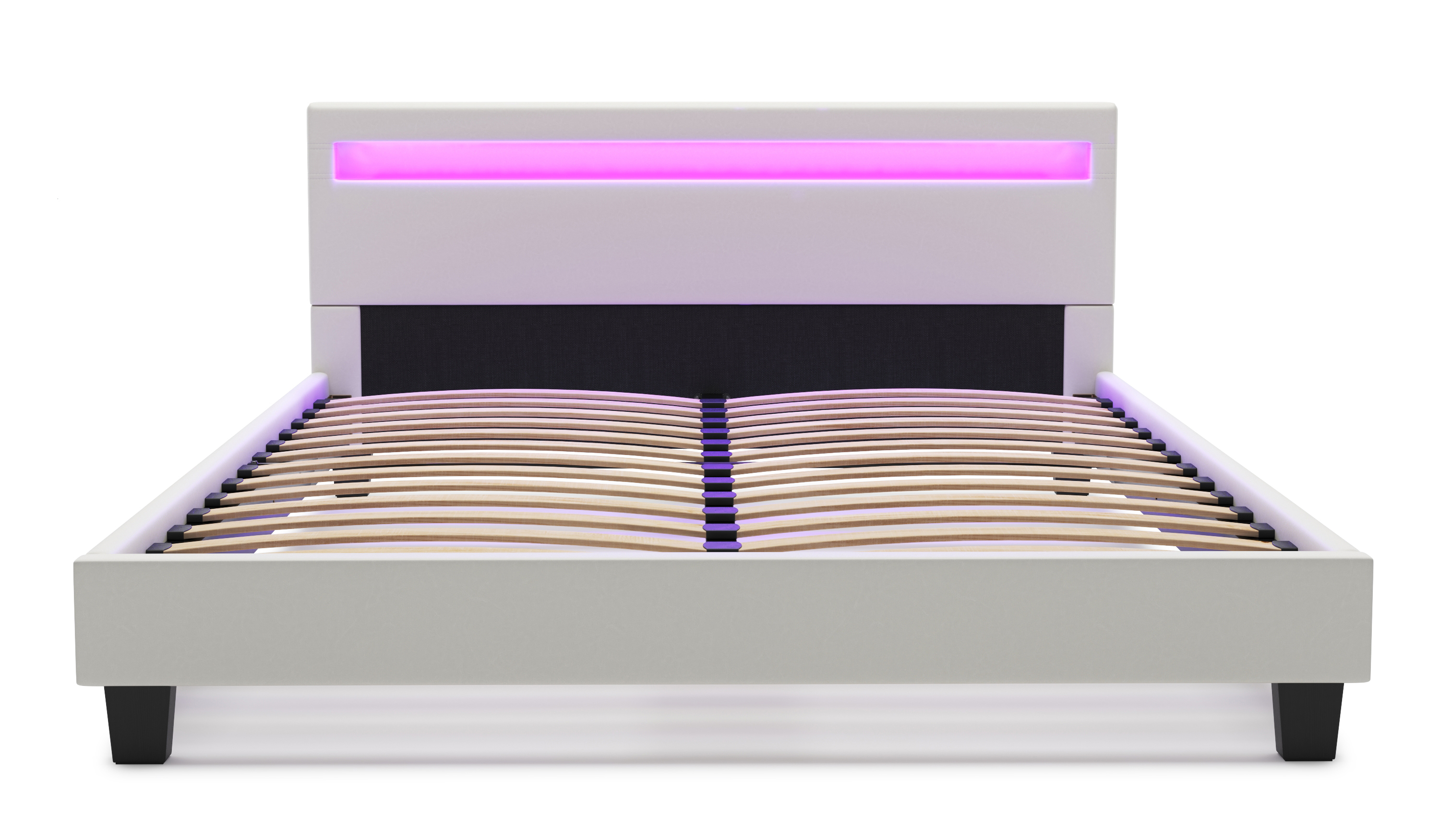Lederbett LED DREAM 160 x 200 cm weiss