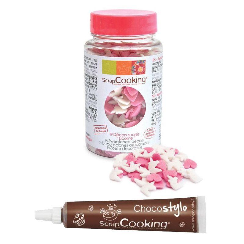 Décors sucrés Licorne + Stylo chocolat Scrapcooking