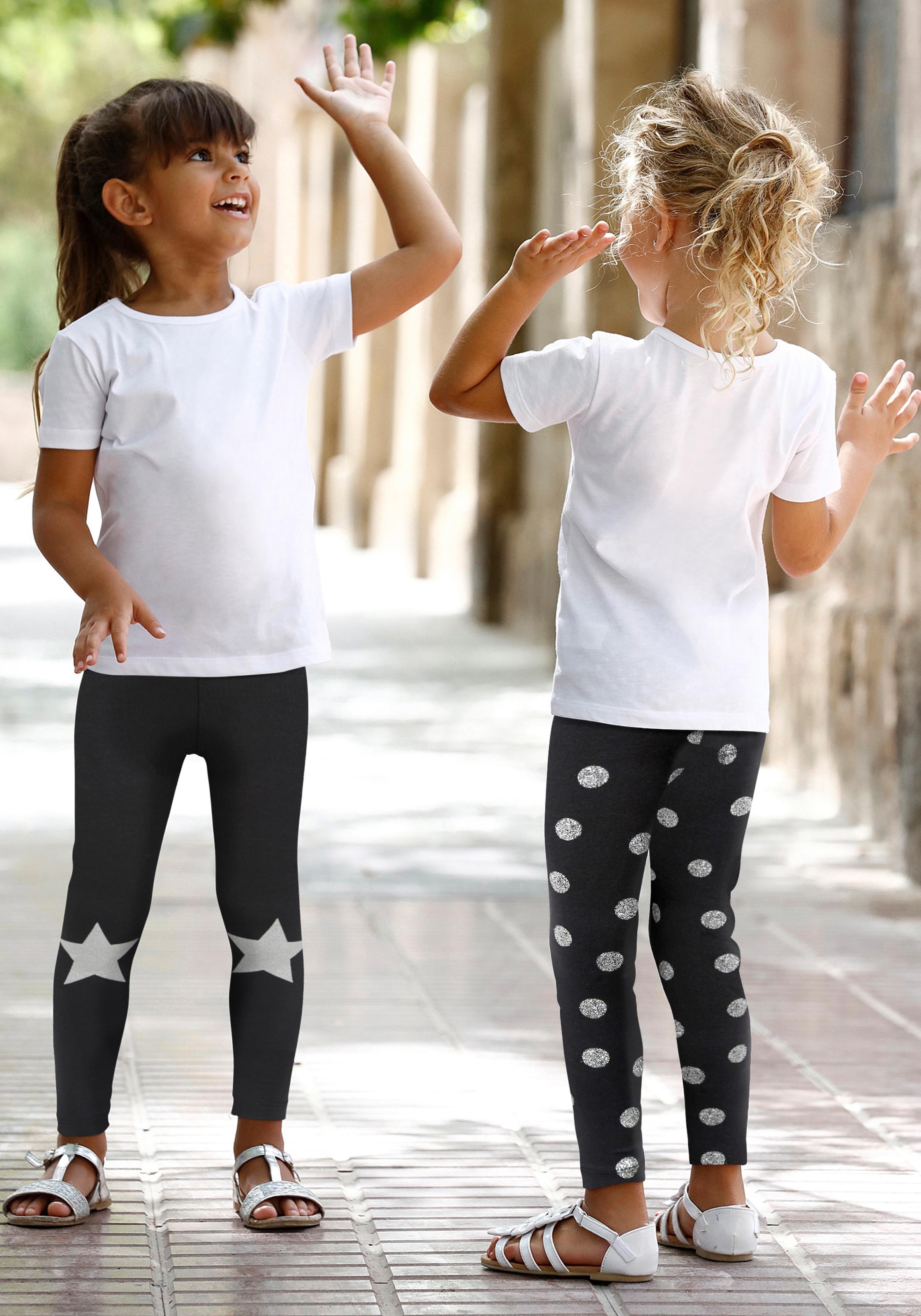 KIDSWORLD Leggings »2er Pack Leggings, mit Sternen-Print«  mit Glitzerdruck