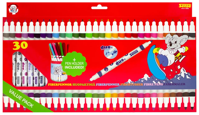 Tusjpenner med dobbel spiss 30-pack Inkl. penneholder Sense