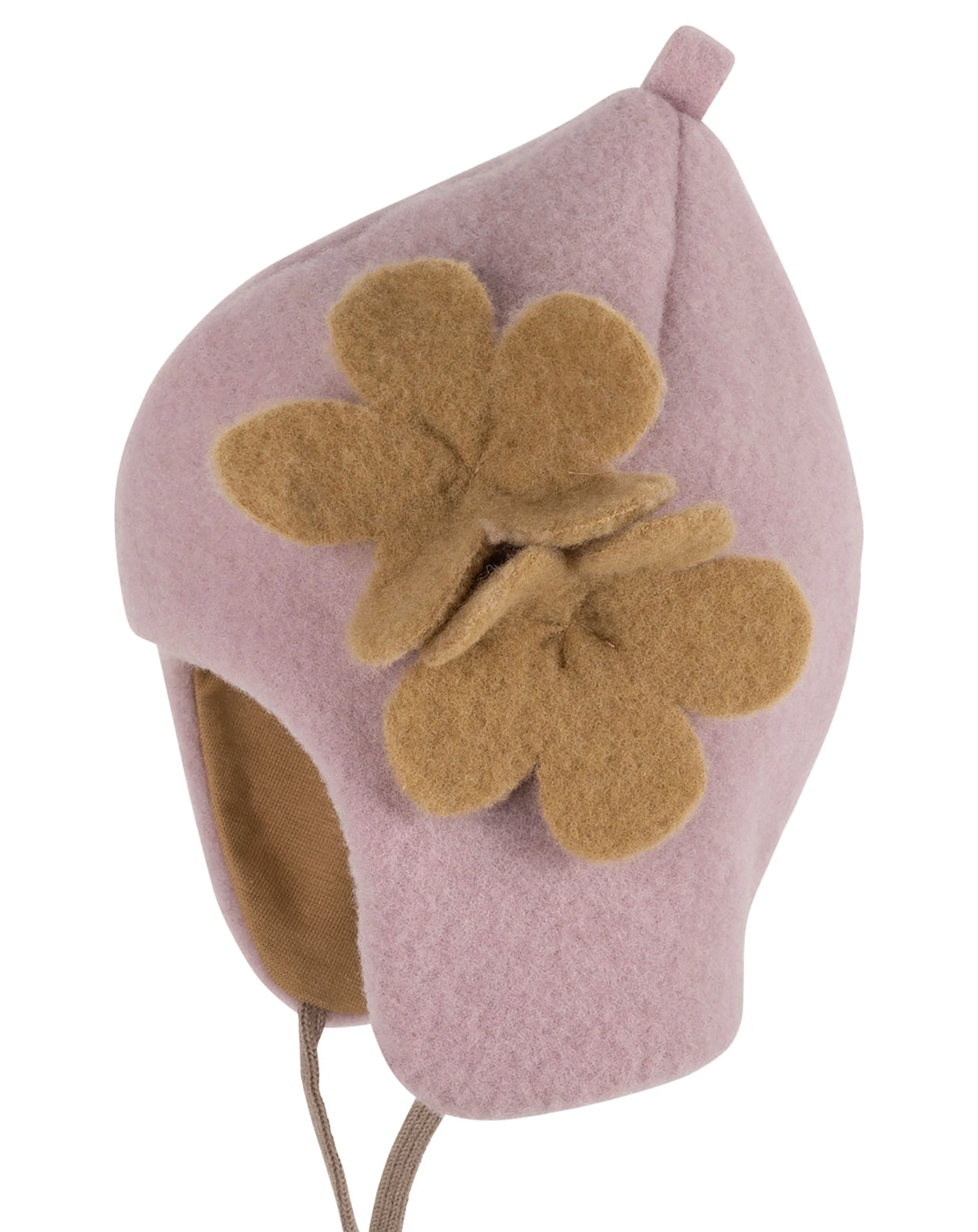 Wollfleece-Mütze FLOWER in mauve
