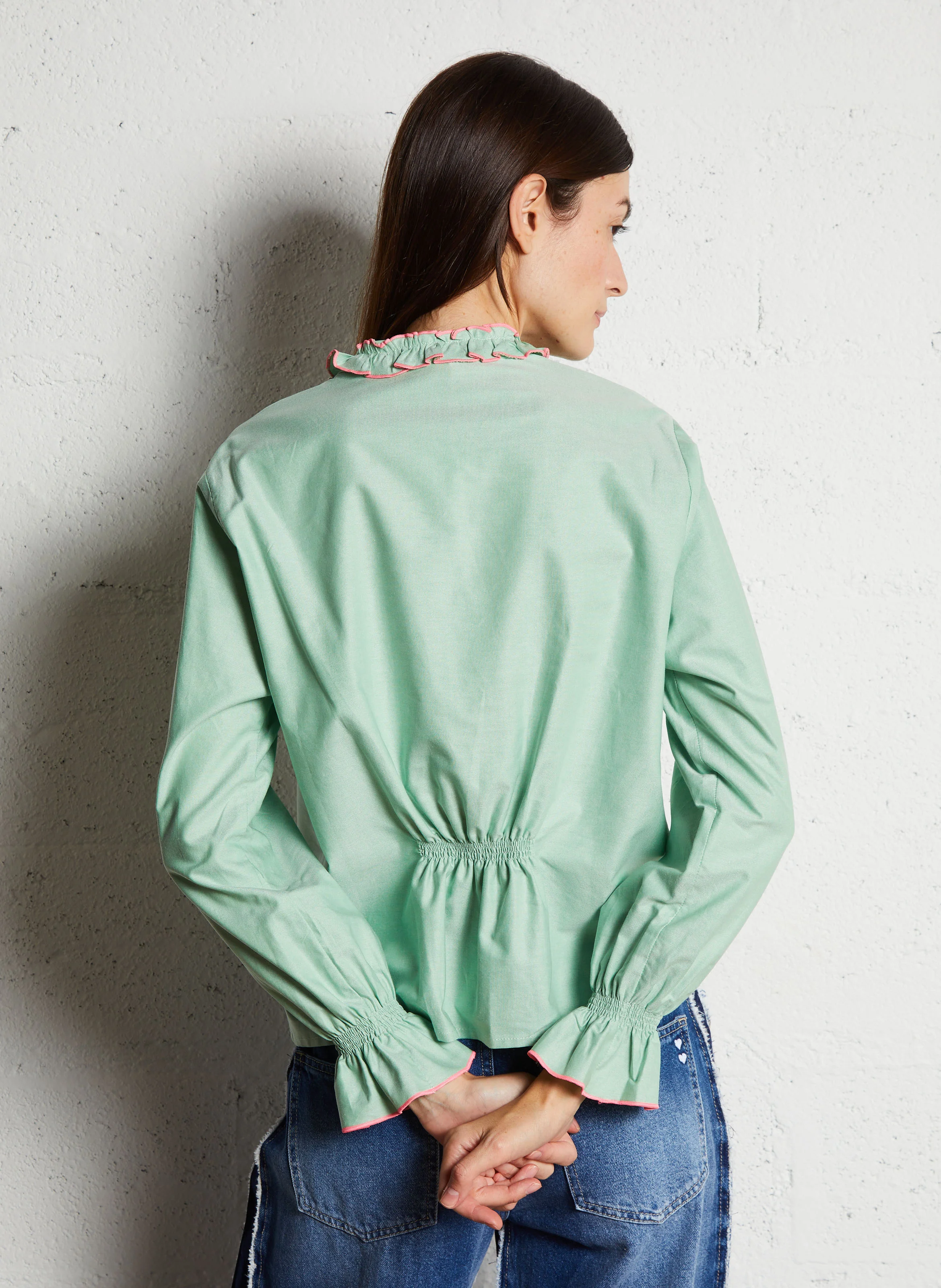 SONIC - Chemise col rond droit en coton | Multicolore