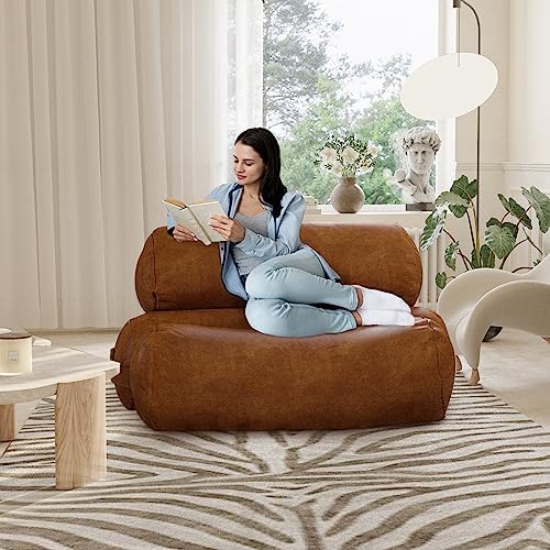 Stilvolles Beige Schlafsofa & Chaiselongue mit Armlehnen & 2 Lendenkissen - Ultraweiches Polsterbett für Wohnzimmer & Schlafzimmer - Kompakt
