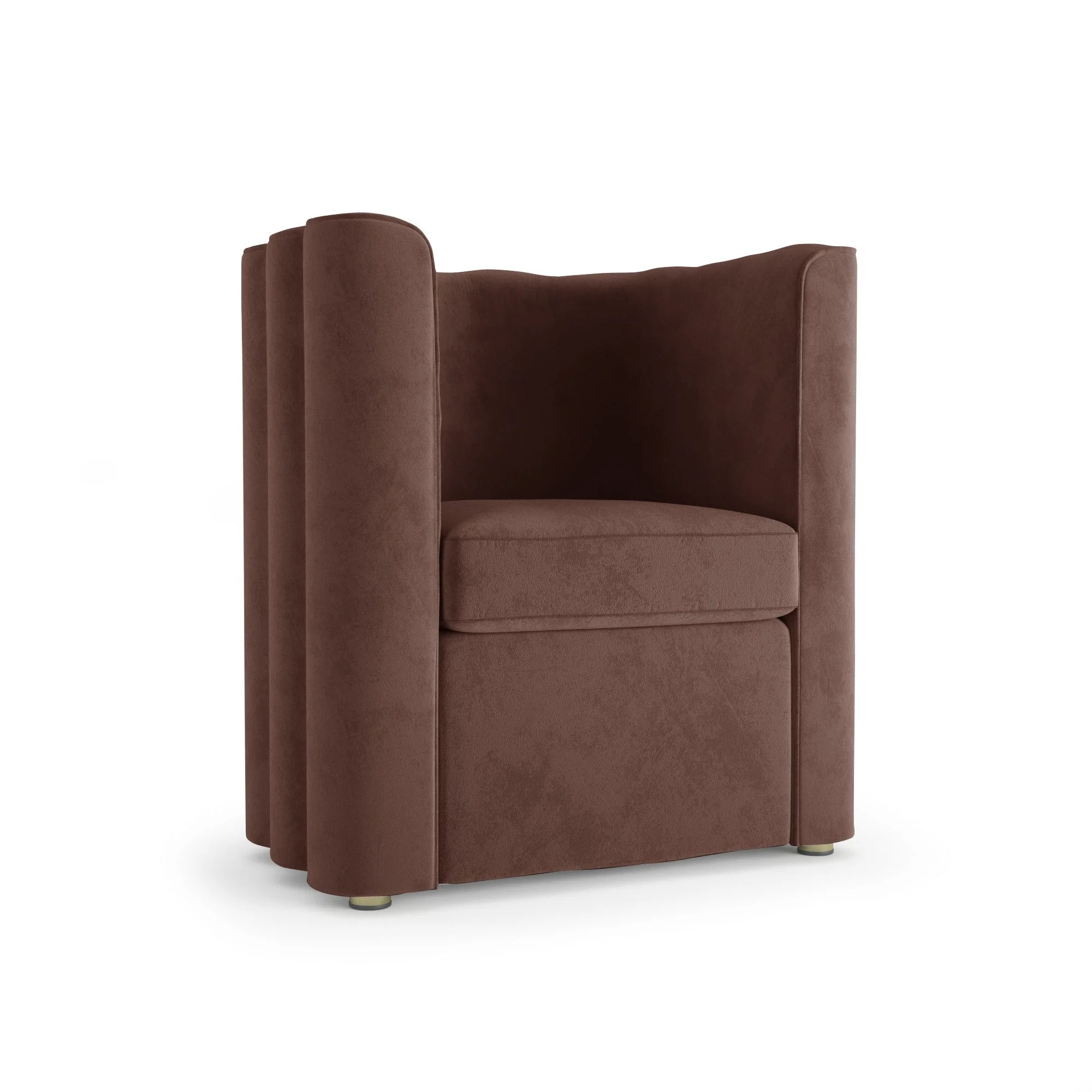 FRIDA - Fauteuil vintage en velours | Marron