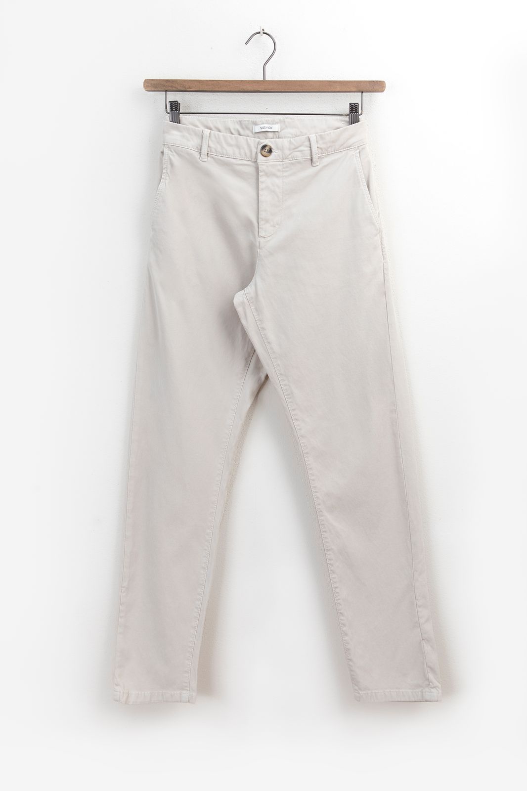 Licht beige katoenen twill chino