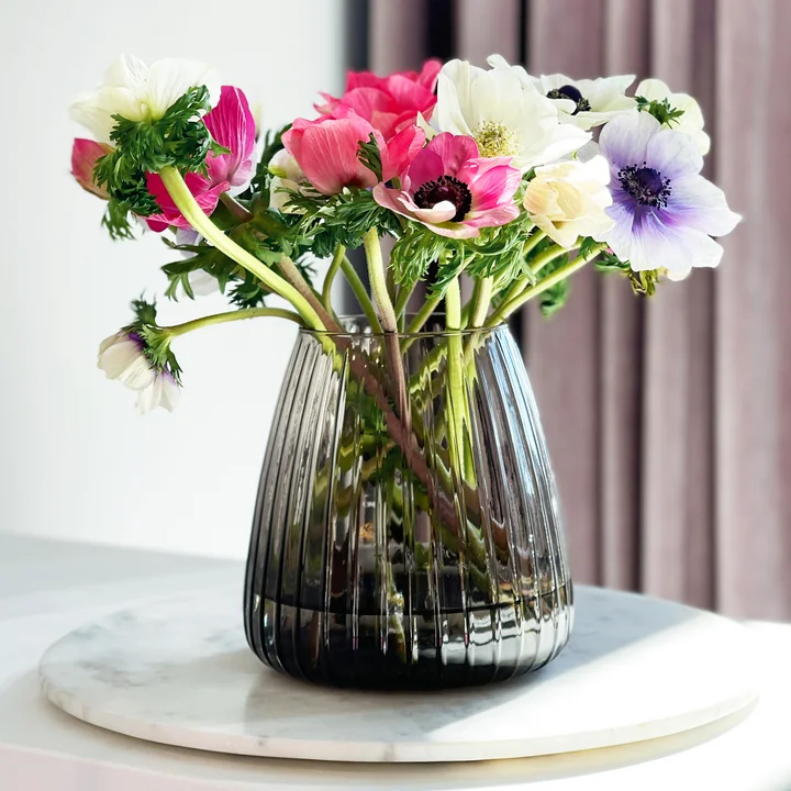 XLBoom - Dim Stripe Vase, small, smoke grey