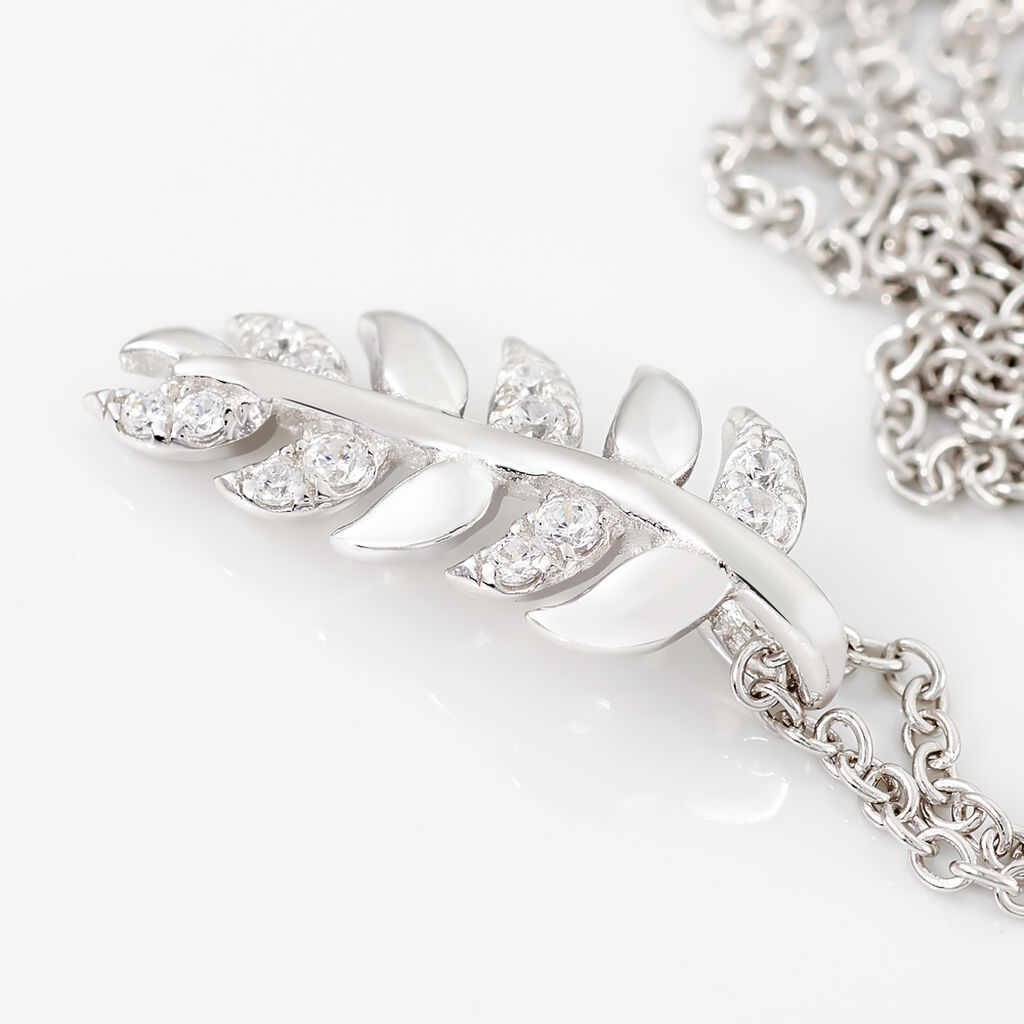 Collier Argent Blanc Jade Oxydes De Zirconium