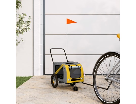 VIDAXL - Remorque de vélo pour chien jaune et noir tissu oxford et fe...