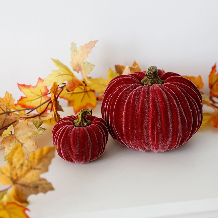 Deko-Kürbis mit Samtüberzug 8cm