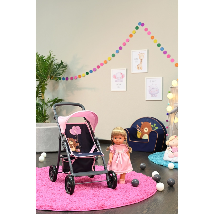 knorr toys® Puppenbuggy Liba - Navy pink bear blau