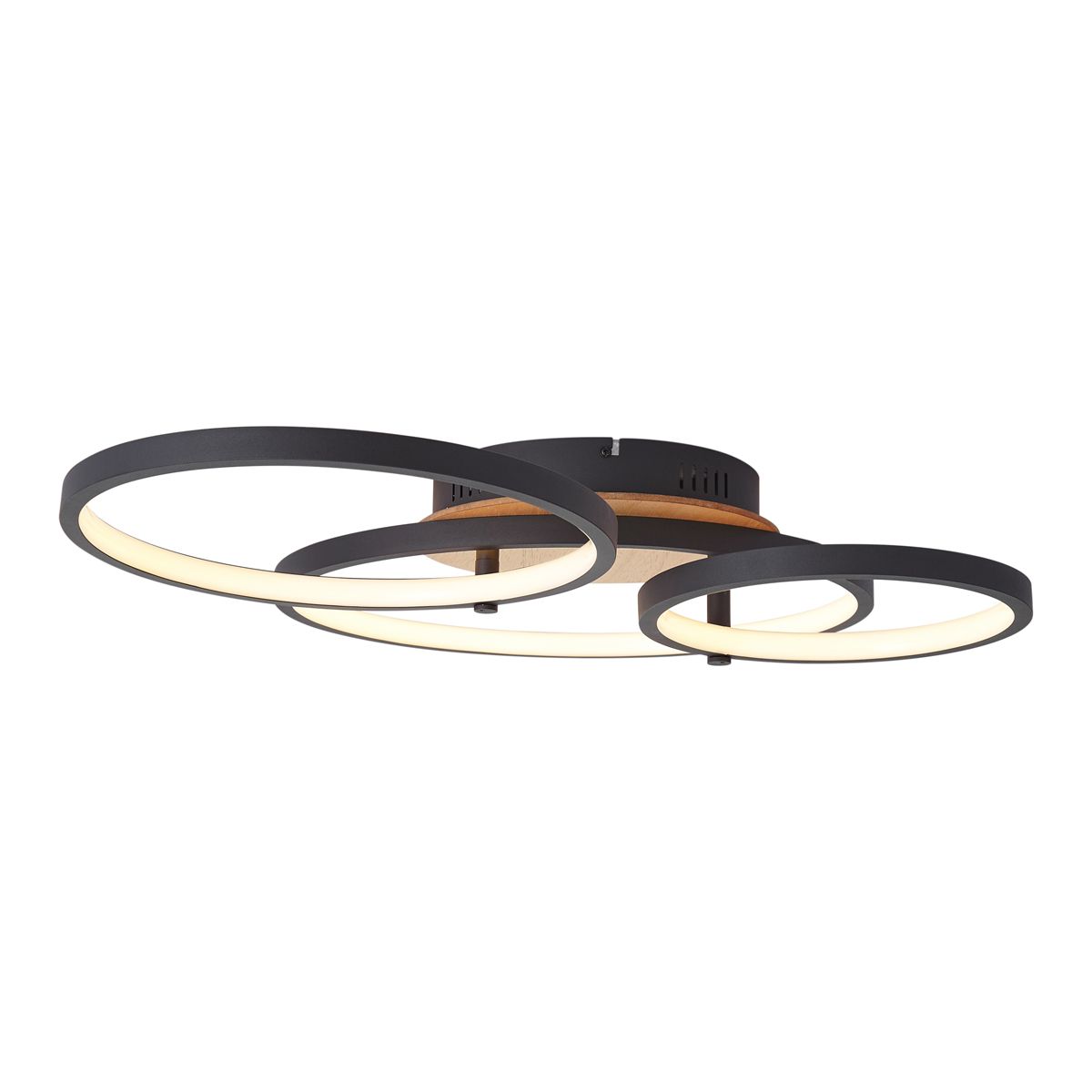 Moderne plafondlamp hout incl. LED 3-staps dimbaar 3-lichts - Rondas