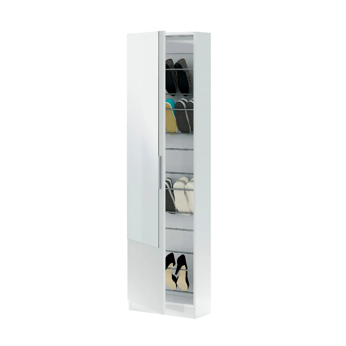 ALTER Meuble à chaussures Blanc Brillant - Miroir