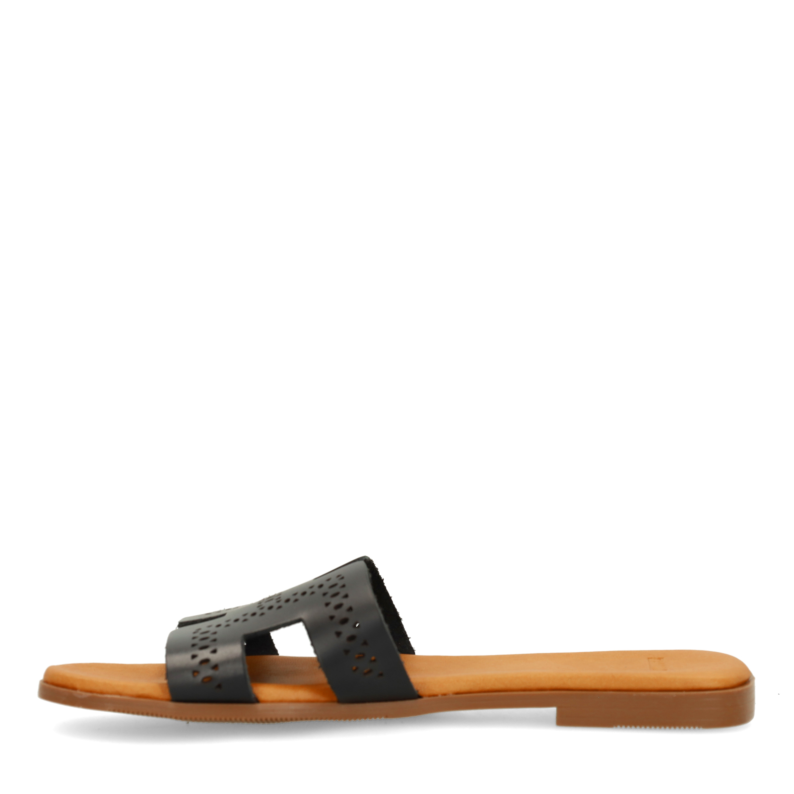Zwarte leren slippers