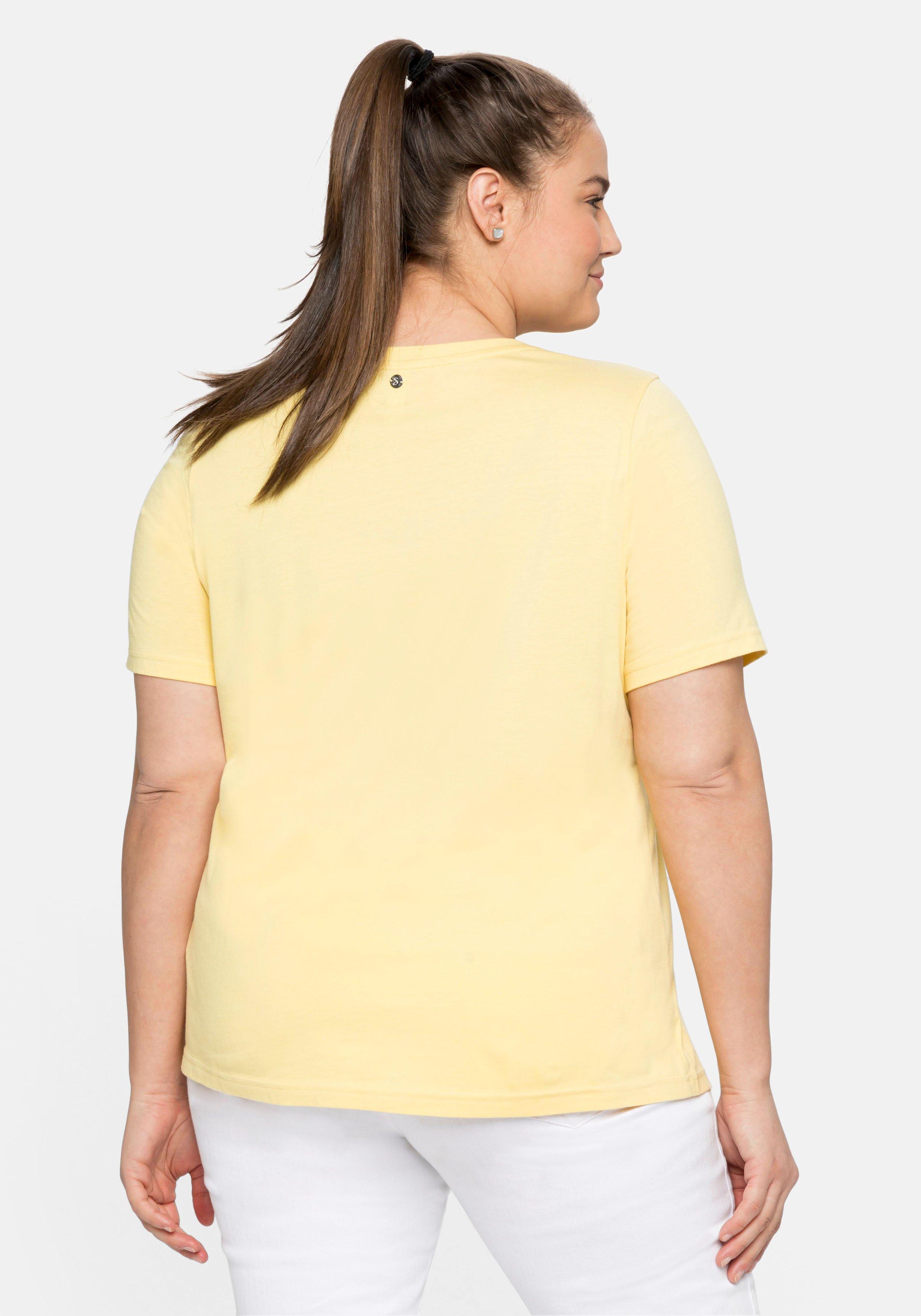 Shirt mit Frontdruck und Glitzersteinen