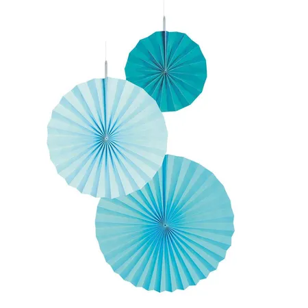 amscan Deko-Fans Aqua Glamor, 3 Stück