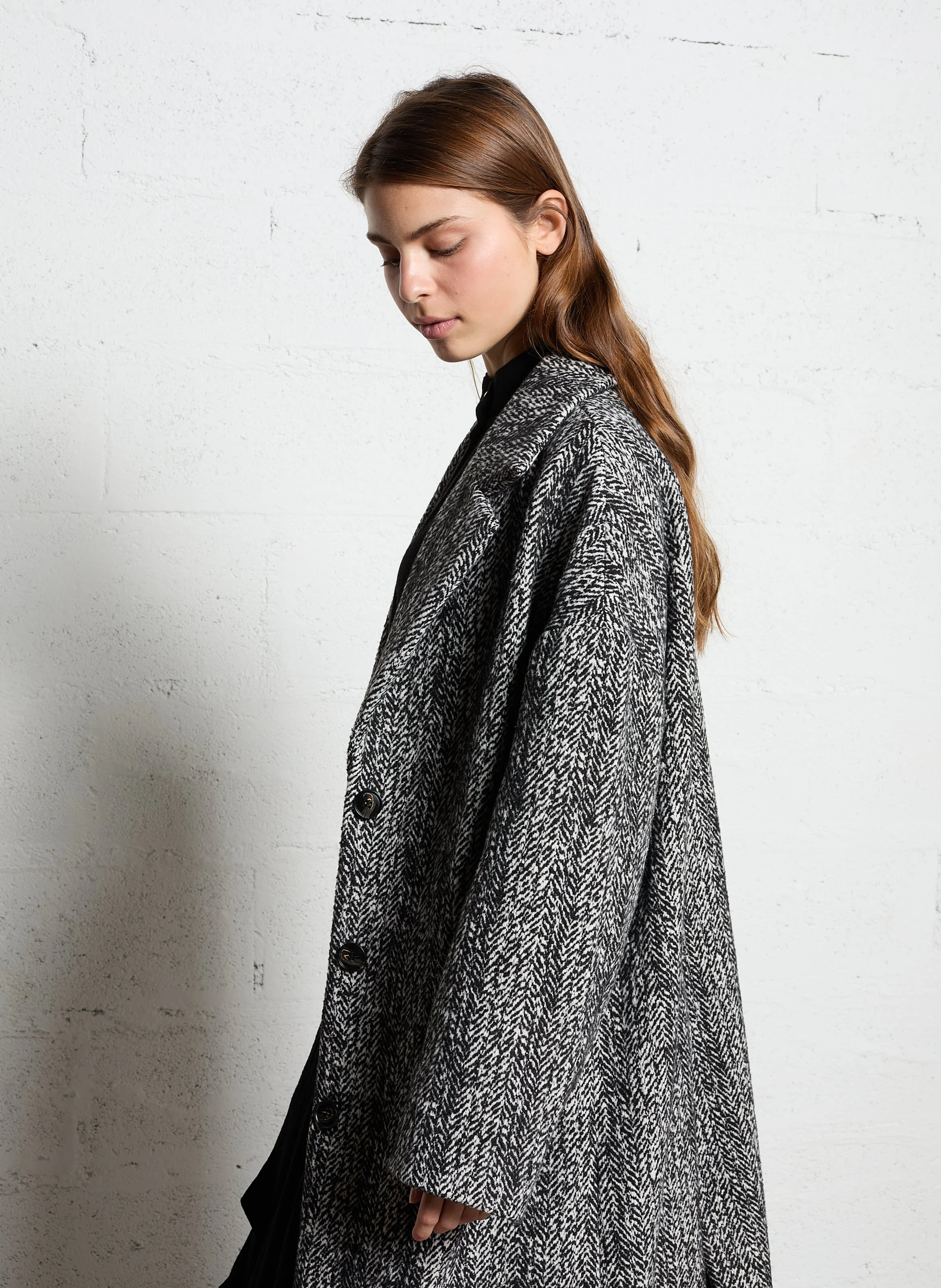 Manteau col tailleur| Noir
